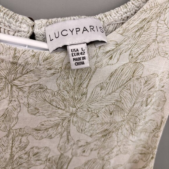 Lucy Paris Lyna Halter Midi Dress Green Floral Smocked Top Lined Size LG Pockets - Picture 3 of 13